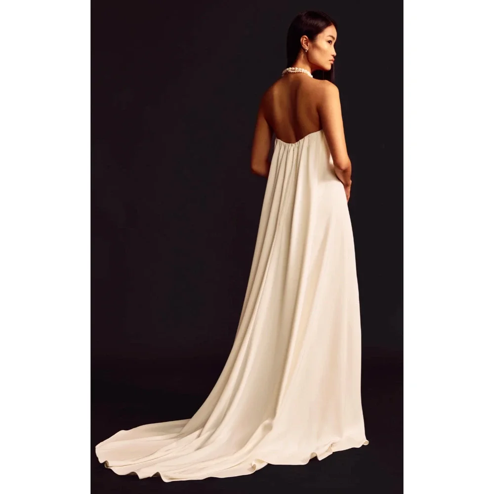 Besa Bridal Rowen Strapless Wedding Dress Modern Minimal Notch Neckline Gown NWT
